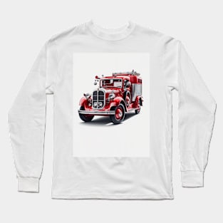 Art Deco Fire Truck Long Sleeve T-Shirt